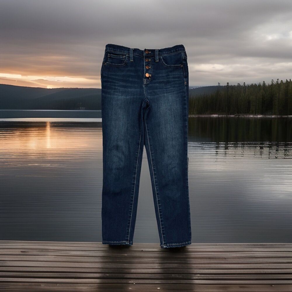 Madewell 10 Inch High Rise Skinny Crop Jeans 26 (28x24) Blue Button Fly Womens
